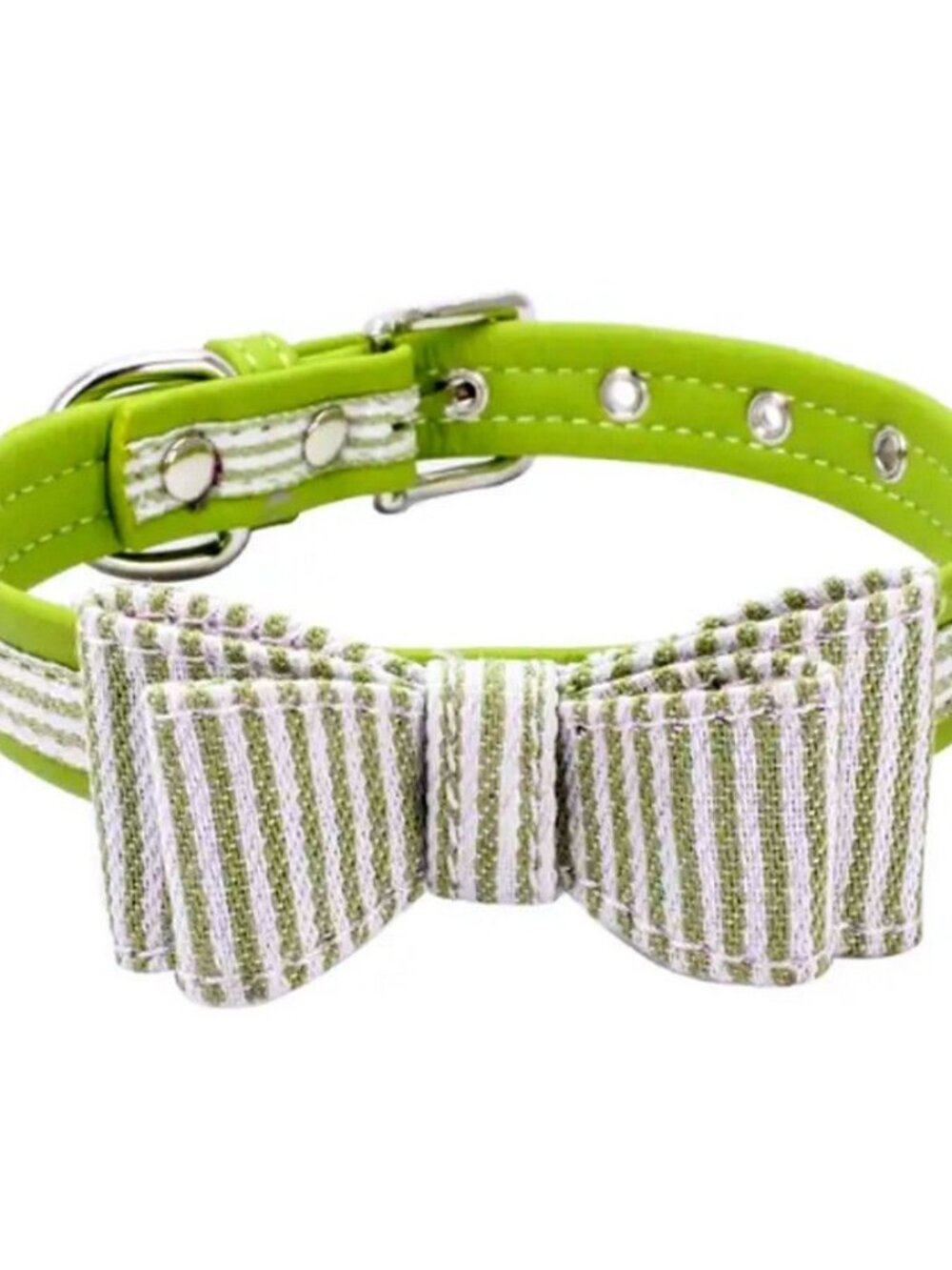 Zach Saylor Green Oxford Stripe Bow Tie Dog Collar Medium Gift Packaged